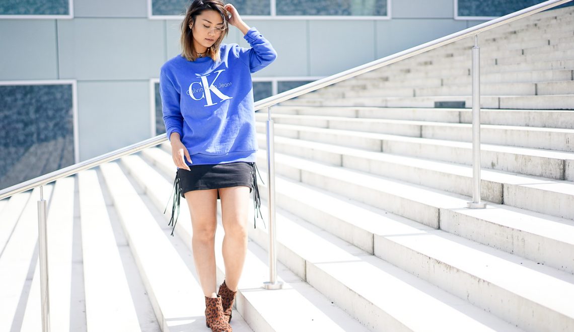 calvin klein logo sweater blue ootd (3 of 2)